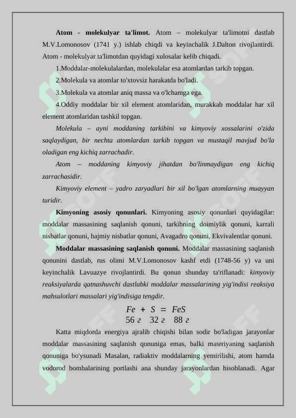Kimyoning asosiy miqdoriy qonunlari 4