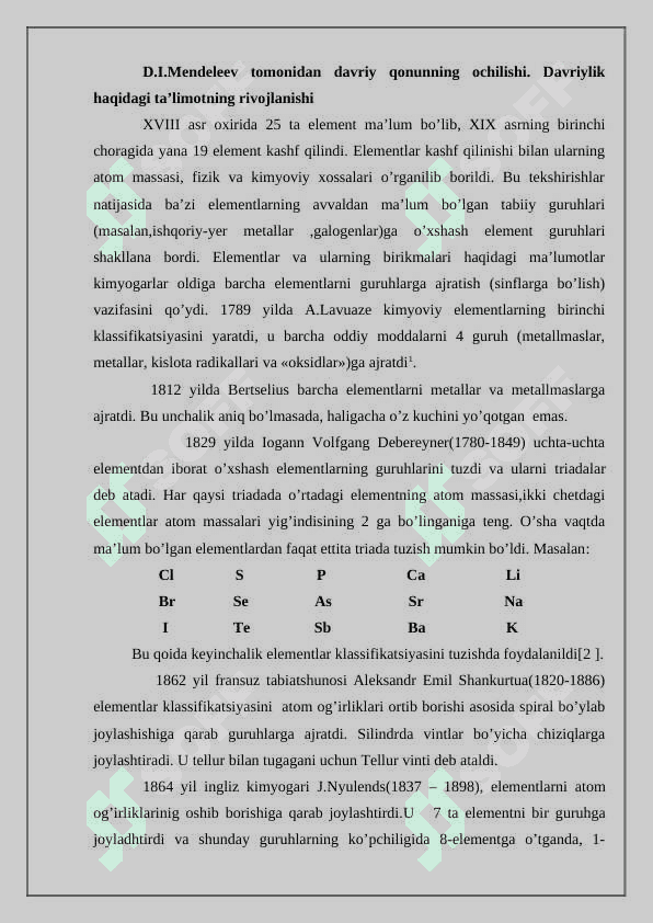 Kimyoviy elementlar davriy qonuni va sistemasi 2