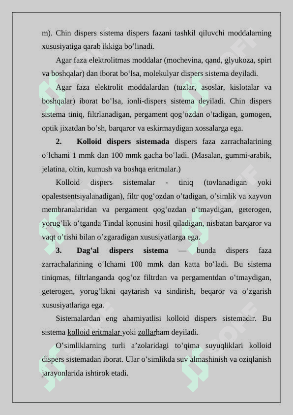 Kolloid eritmalarning olinish va tozalash usullari. Kolloid eritmalarning xossalari 3