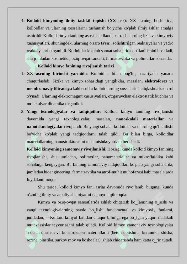 Kolloid kimyo fanininq vujudqa kelishi va rivojlanish tarixi 3
