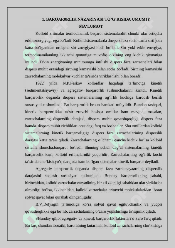 Kolloid zarrachalarning tuzilishi haqida mitsellyar nazariyasi 2