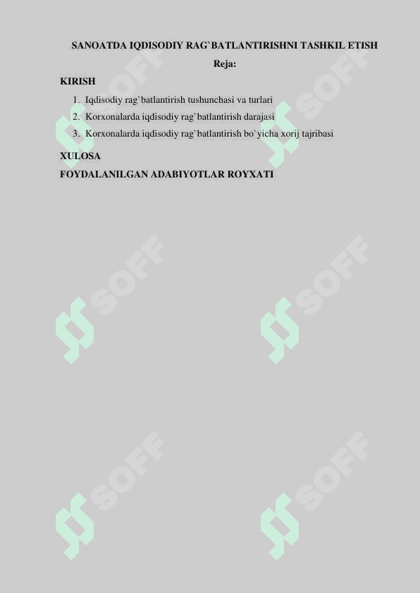 sanoatda iqdisodiy rag`batlantirishni tashkil etish 2
