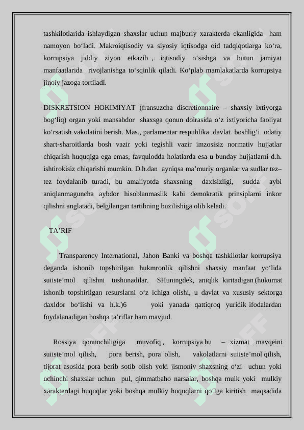 Korrupsiya turlari va uning namoyon bo‘lishi. 3