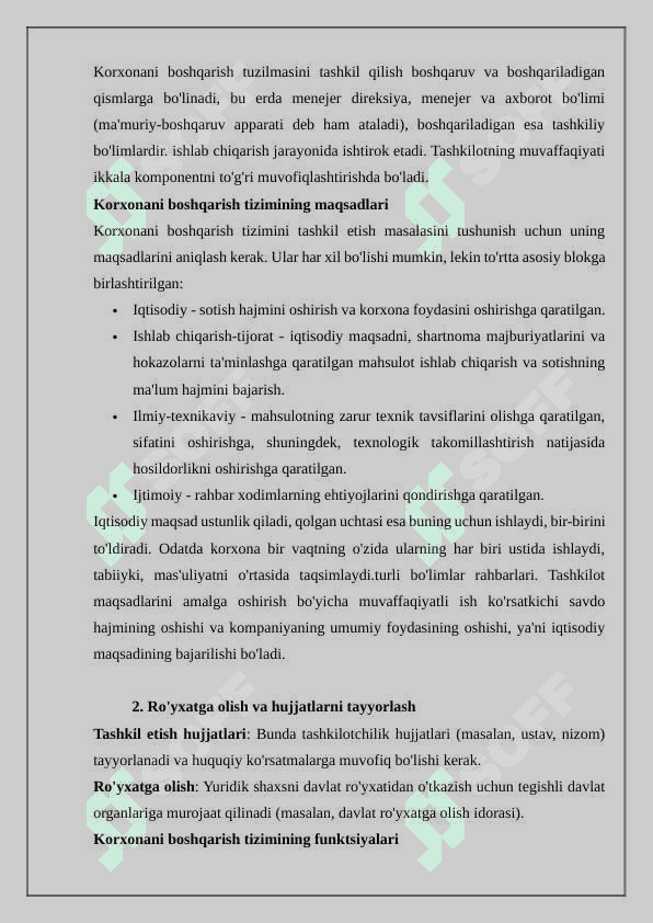 Korxonalami huquqiy jihatidan tashkil qilish 3