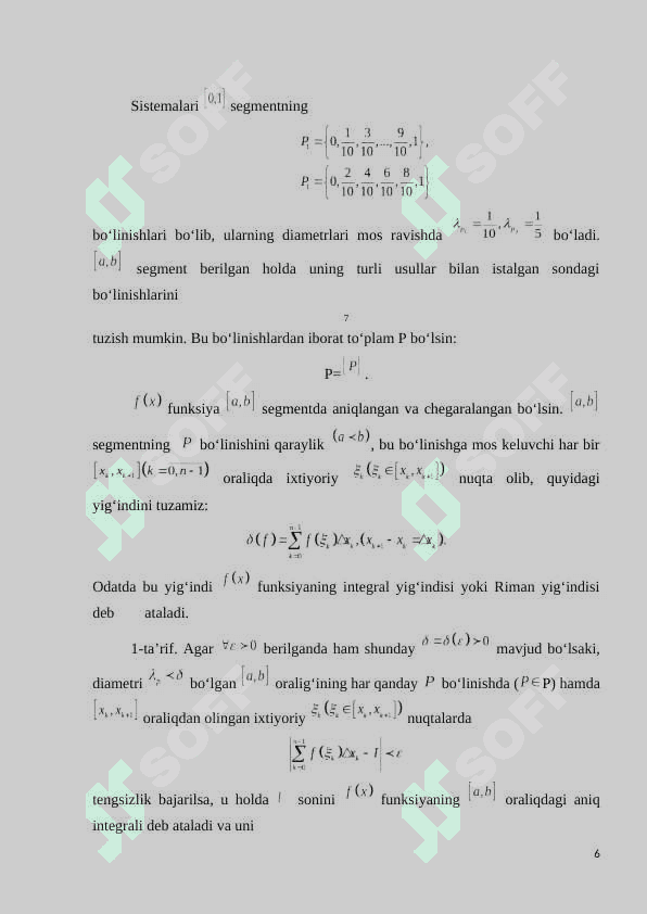 Aniq integrallarni taqribiy hisoblash 6