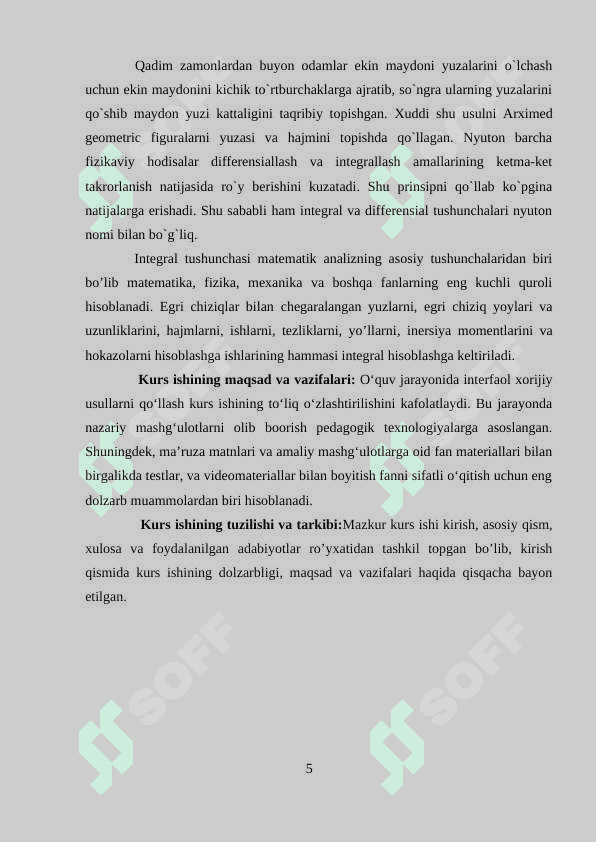 Aniq integralni mexanika va fizikaga tadbiqlari 4