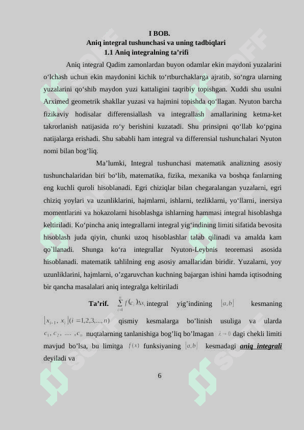 Aniq integralni mexanika va fizikaga tadbiqlari 5