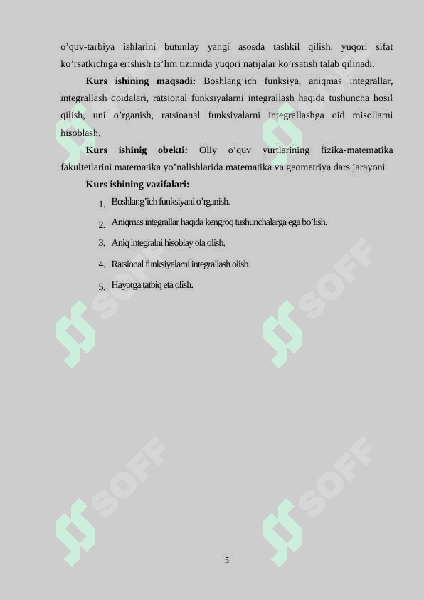 Aniqmas. ratsional funksiyalarni integral. 5