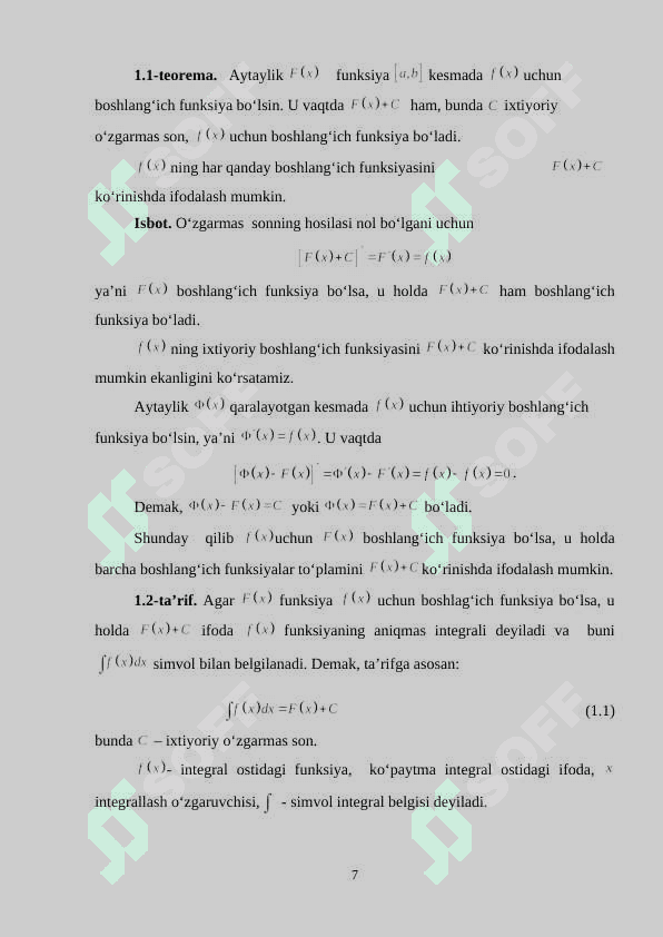 Aniqmas. ratsional funksiyalarni integral. 7