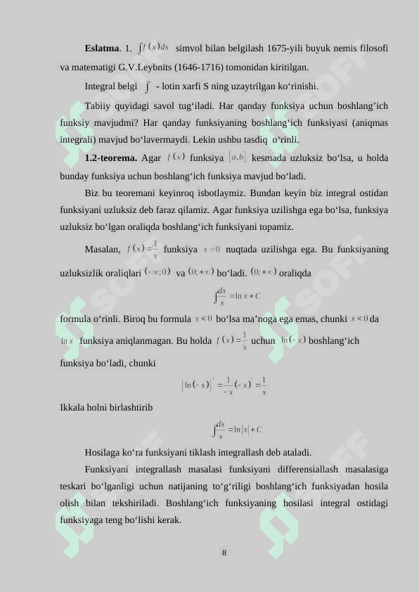 Aniqmas. ratsional funksiyalarni integral. 8