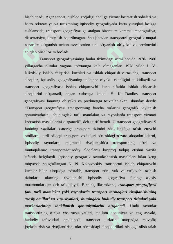 JAHON TRANSPORTI , UNING TURLARI VA KELAJAKDAGI RIVOJLANISH ISTIQBOLLARI 7