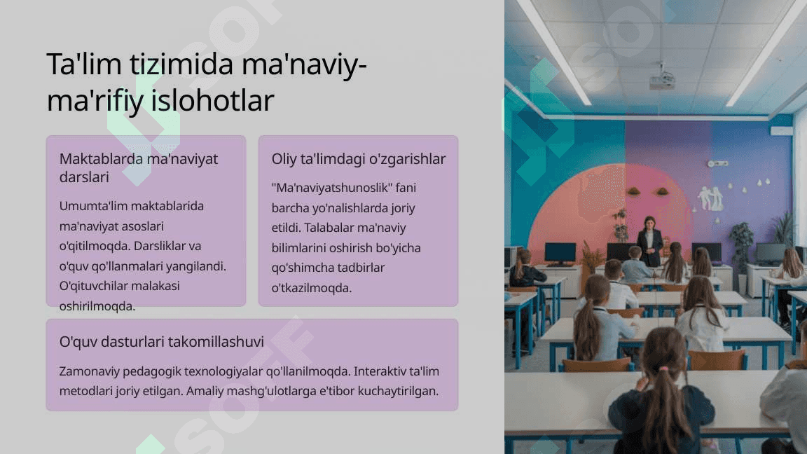 Ma'naviy va ma'rifiy sohalarda islohotlarni amalga oshirish 7