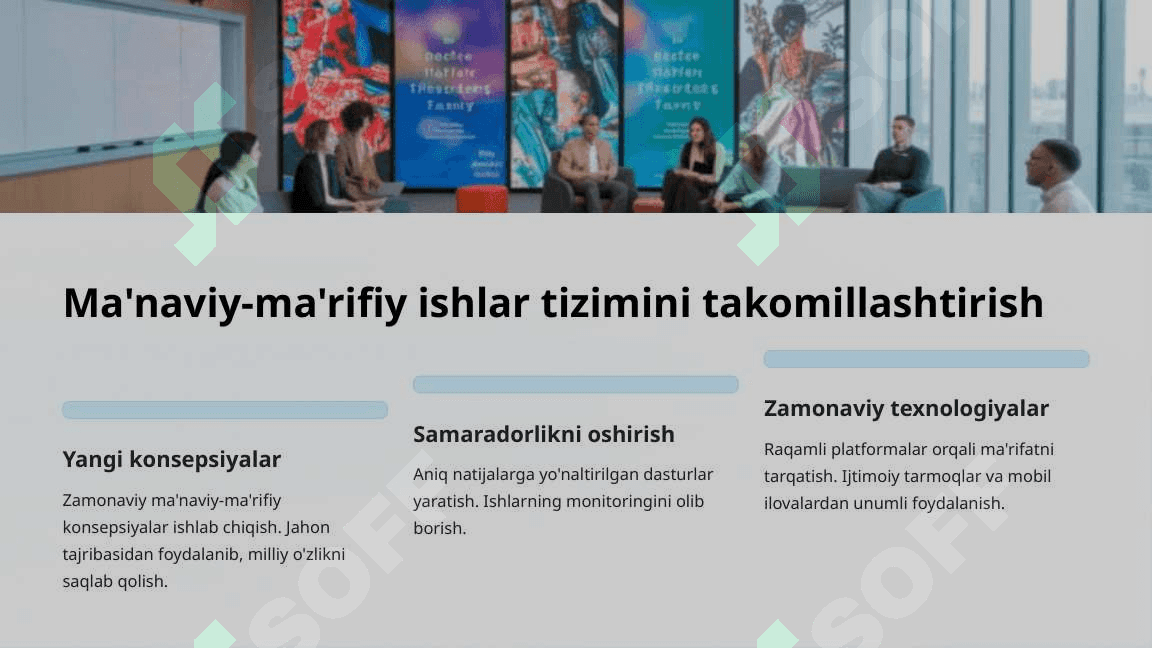 Ma'naviy taraqqiyotni ta'minlash va sohani yangi bosqichga olib chiqish 6