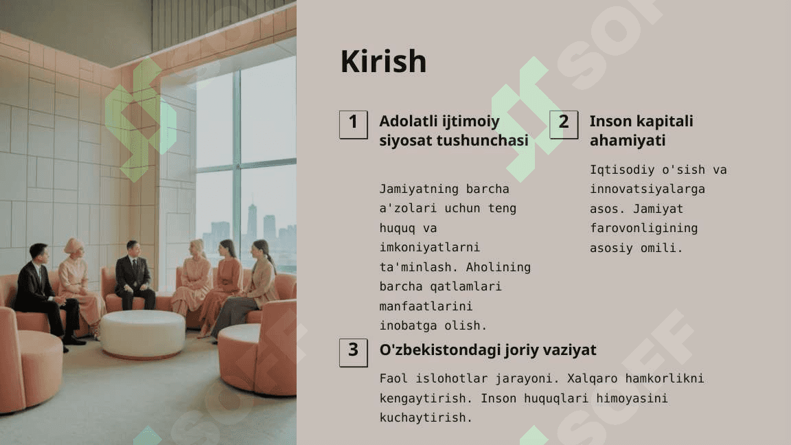 Adolatli ijtimoiy siyosat yuritish, inson kapitalini rivojlantirish 3