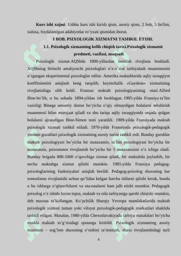 Psixologik xizmatni tashkil etish muammolari 8