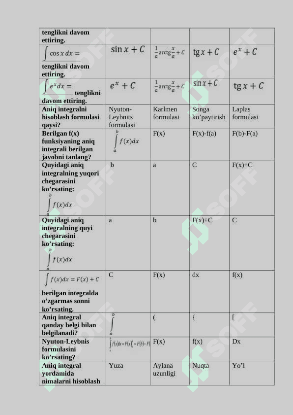 Amaliy matematikadan test 3
