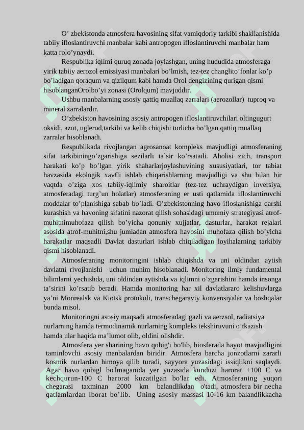 Atmosfera havosini ifloslantiruvchi manbalar monitoringi 8