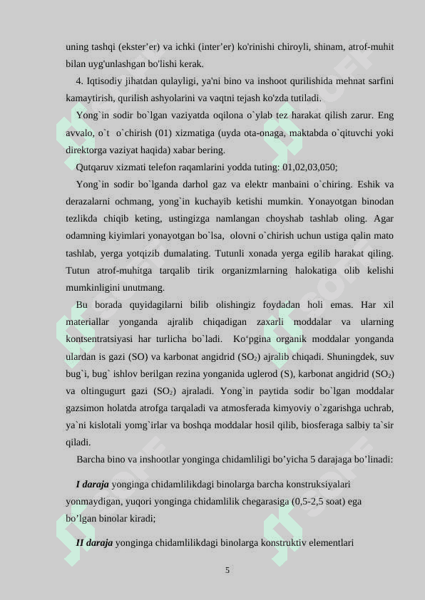 Binolarning o’tga chidamliligi 5