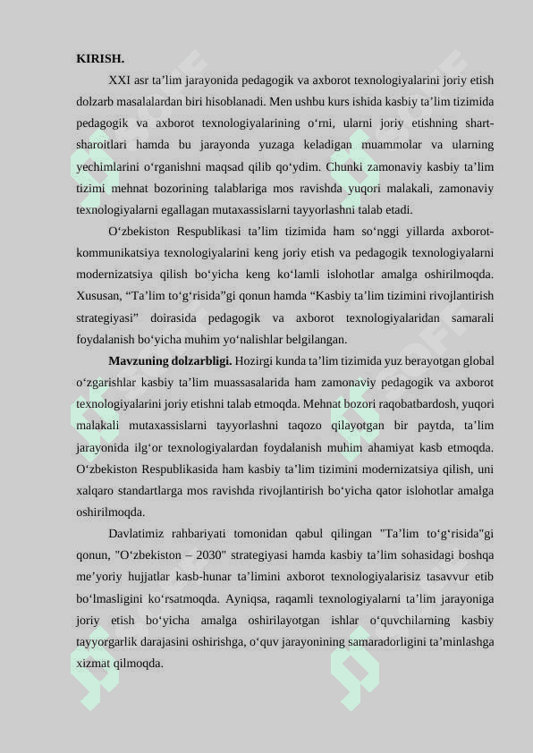 PROFESSIONAL TA’LIM TIZIMIDA PEDAGOGIK VA AXBOROT TEXNOLOGIYALARINI JORIY ETISHNING SHART-SHAROITLARI 2
