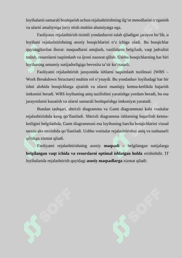FAOLIYATNI REJALASHTIRISH VA VAQT JADVALINI BELGILASH 8