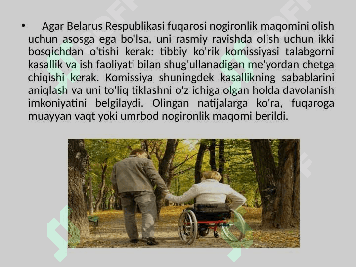 Belorussiya Respublikasida nogironlik pensiyasi 4