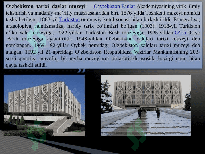 Toshkent shahrida joylashgan muzeylar yoshlar nigohida 2