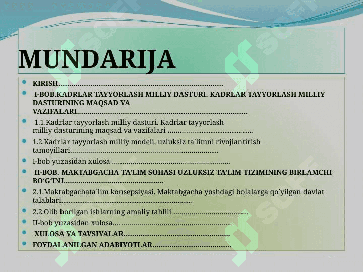 MAKTABGACHA TA'LIM-UZLUKSIZ TA'LIMNING BOSHLANG'ICH BO'G'INI. 2