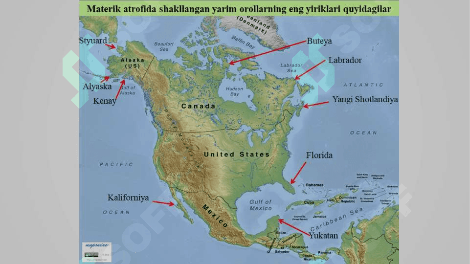 SHIMOLIY AMERIKA  MATERIGI MATERIK TEKTONIKASI VA RELYEFI 8