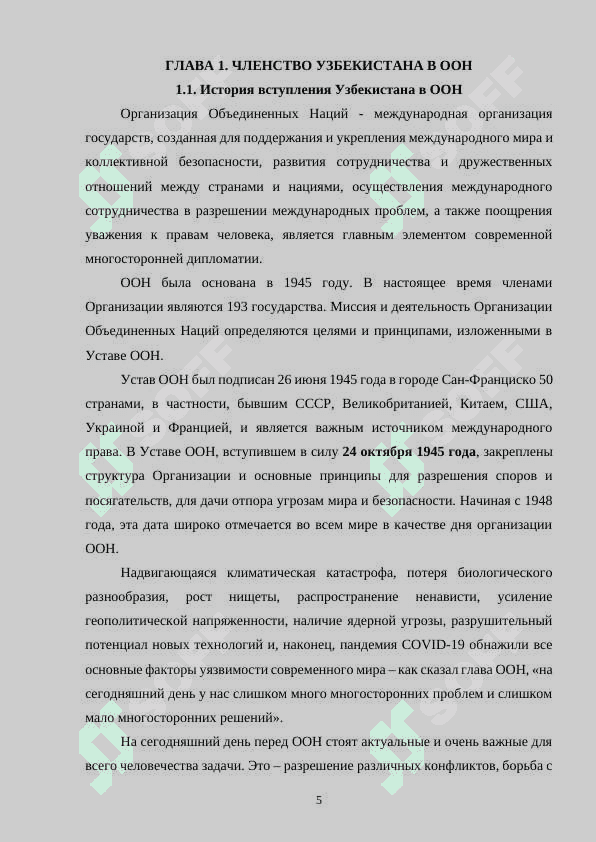 Членство Республики Узбекистан в ООН и её роль в мировом обществе 5