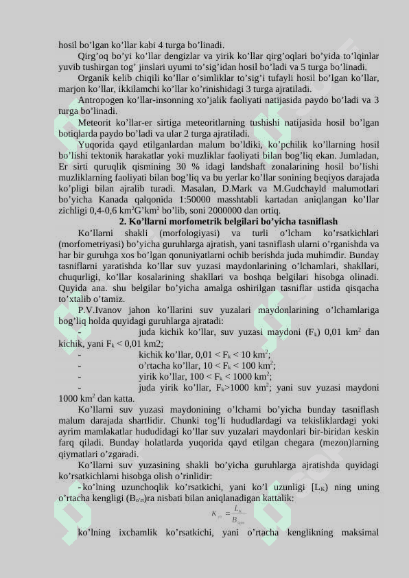 Ko’llar va suv omborlari. Muzliklar 4
