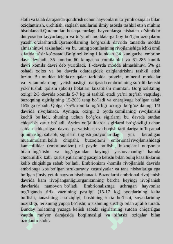 Bo'g'oz va sutdan chiqqan sigirlarni boqish va parvarish qilish 3
