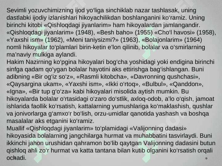 Hozirgi davrdagi o‘zbek bolalar adabiyoti 4