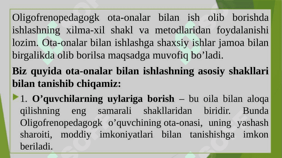 Ixtisoslashtirilgan yordamchi maktabda oligofrenopedagogning ota - onalar bilan olib boradigan ish jarayoni 3