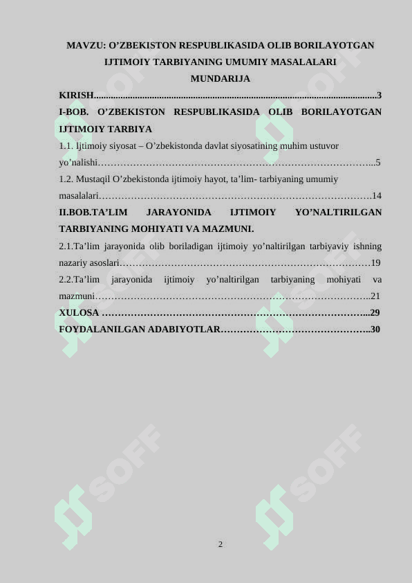 O’zbekiston respublikasida olib borilayotgan ijtimoiy tarbiyaning umumiy masalalari 2