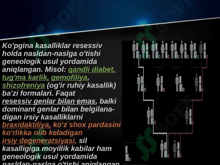 Odam irsiyatini o’rganishning dermatoglifika, sitogenetik, genologik va egizaklar usullari 8
