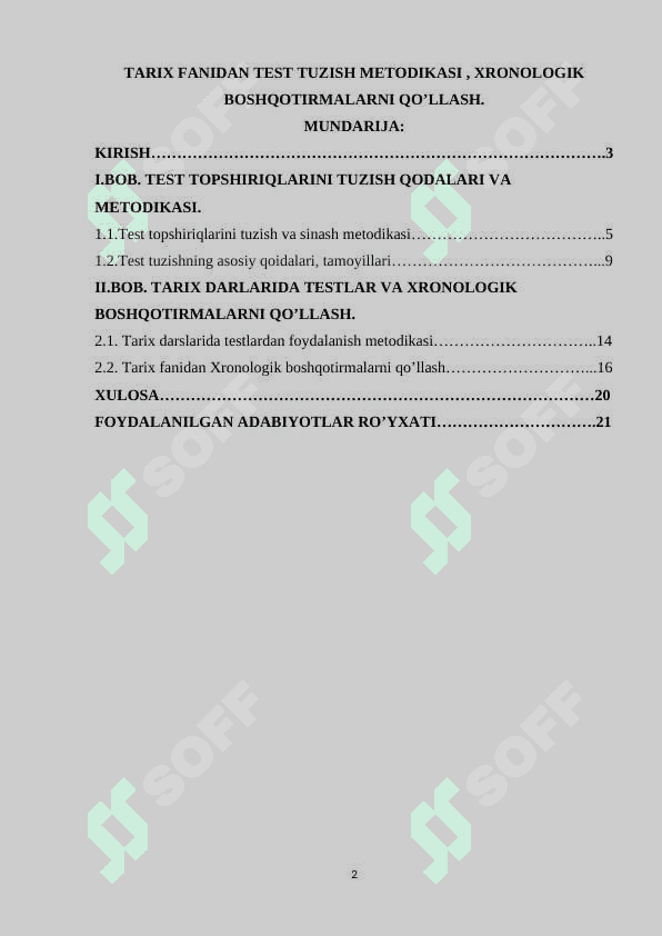 Tarix fanidan test tuzish metodikasi , xronologik boshqotirmalarni qo’llash 2