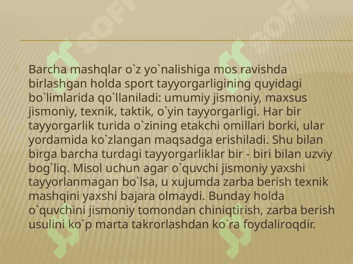 DASTLABKI O`RGATISH BOSQICHI 8