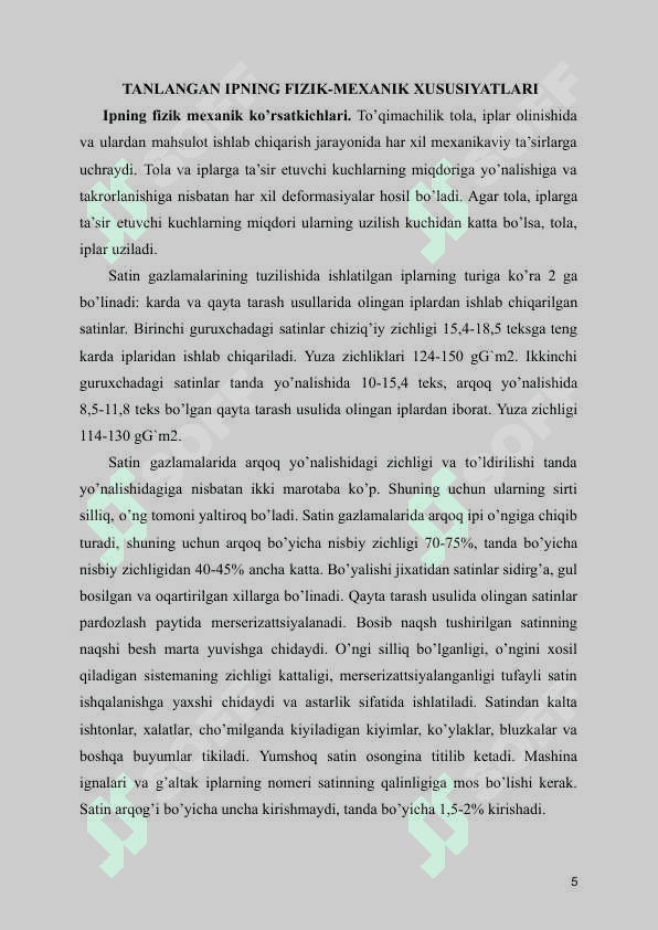 Ippning mexanik hossalari mavzusida sifatli kurs ishi 5