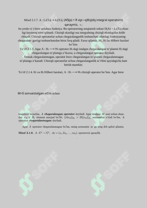 Mavzu:Gilbert fazosida aniqlangan operatorlar" mavzusida kurs ishi 6