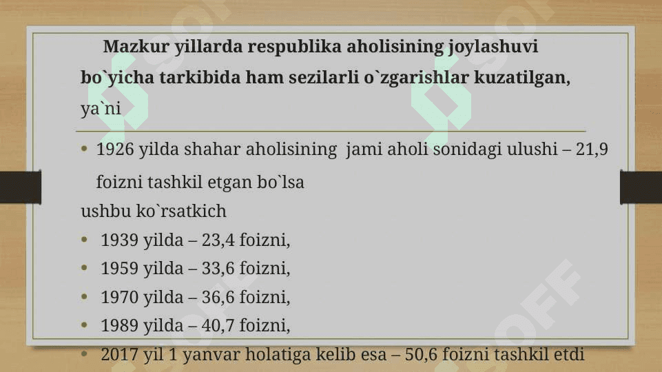 O’ZBEKISTON  AHOLISI VA ULARNING  JOYLASHISHI 5