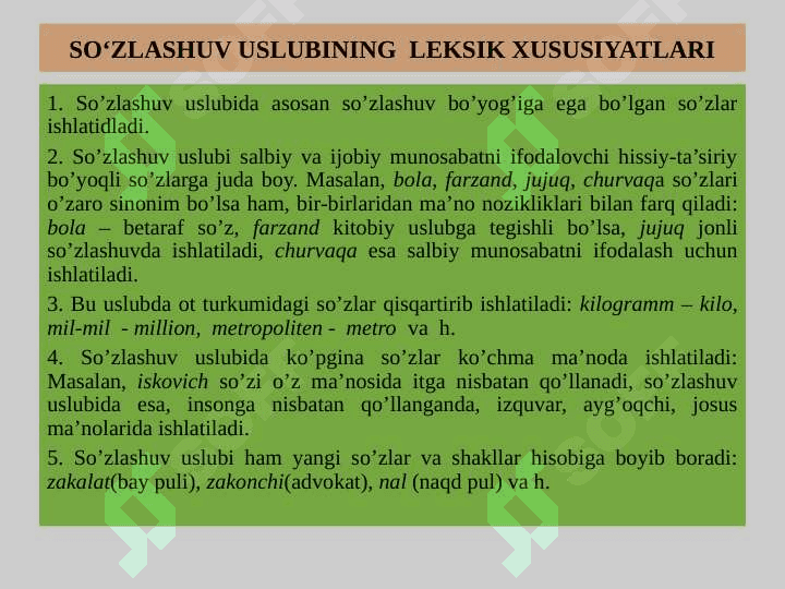 USLUBIYAT HAQIDA MA’LUMOT. NUTQ USLUBLARI 7