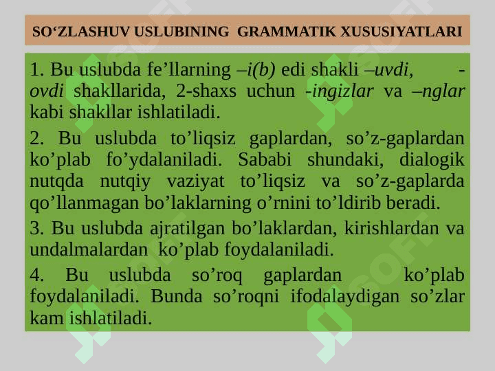 USLUBIYAT HAQIDA MA’LUMOT. NUTQ USLUBLARI 8
