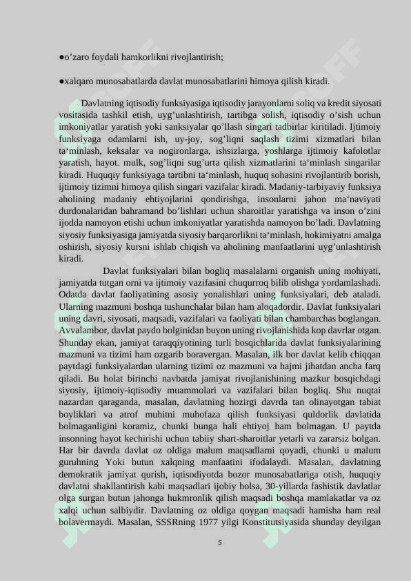 MAVZU: DAVLAT INSTITUTSIONAL TASHKILOT SIFATIDA. Kurs ishi 5