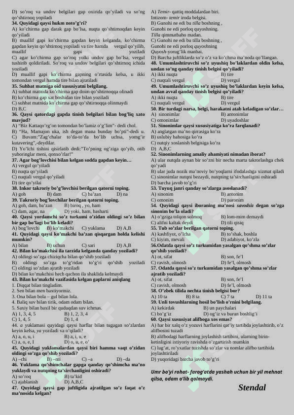 5-sinf ona tili test javobi bn 2