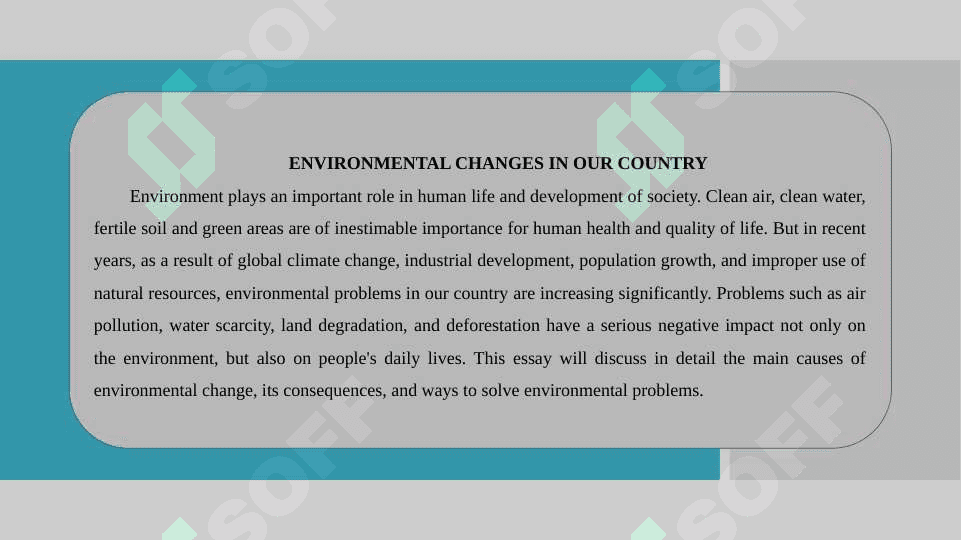 ENVIRONMENTAL CHANGES IN OUR COUNTRY 2