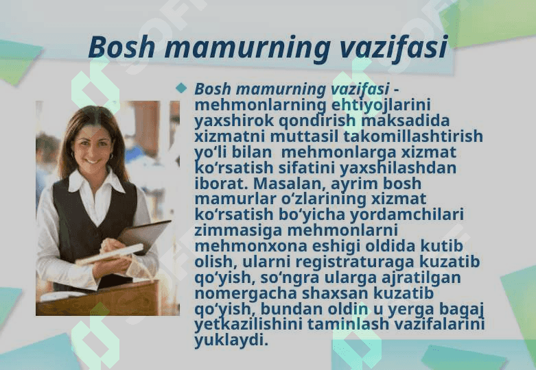 Mehmonxona va restoran manejmenti boshqarish strukturasi 5