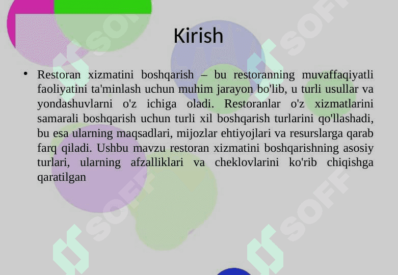 RESTORAN XIZMATINI BOSHQARISH TURLARI 2