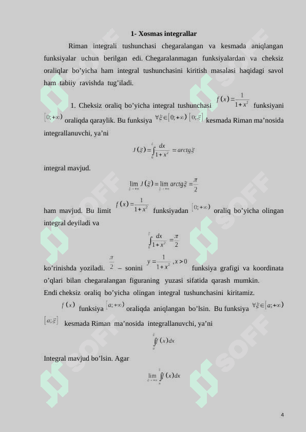 BIRINCHI TUR XOSMAS INTEGRALLAR 4