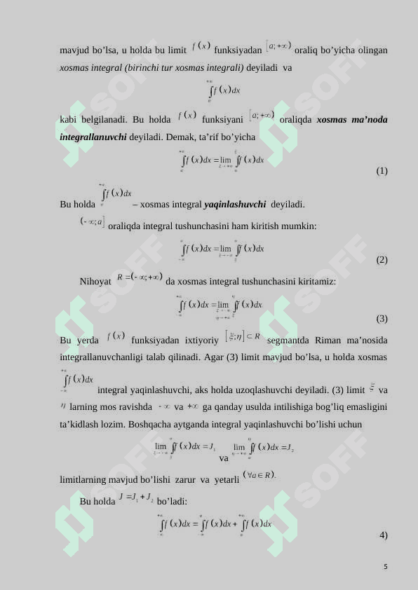 BIRINCHI TUR XOSMAS INTEGRALLAR 5