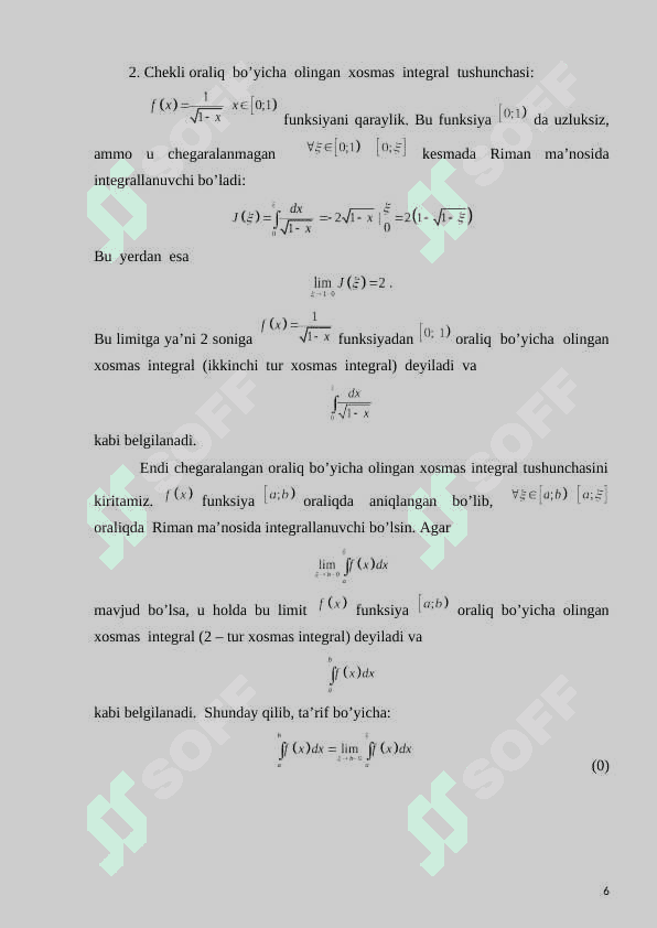 BIRINCHI TUR XOSMAS INTEGRALLAR 6